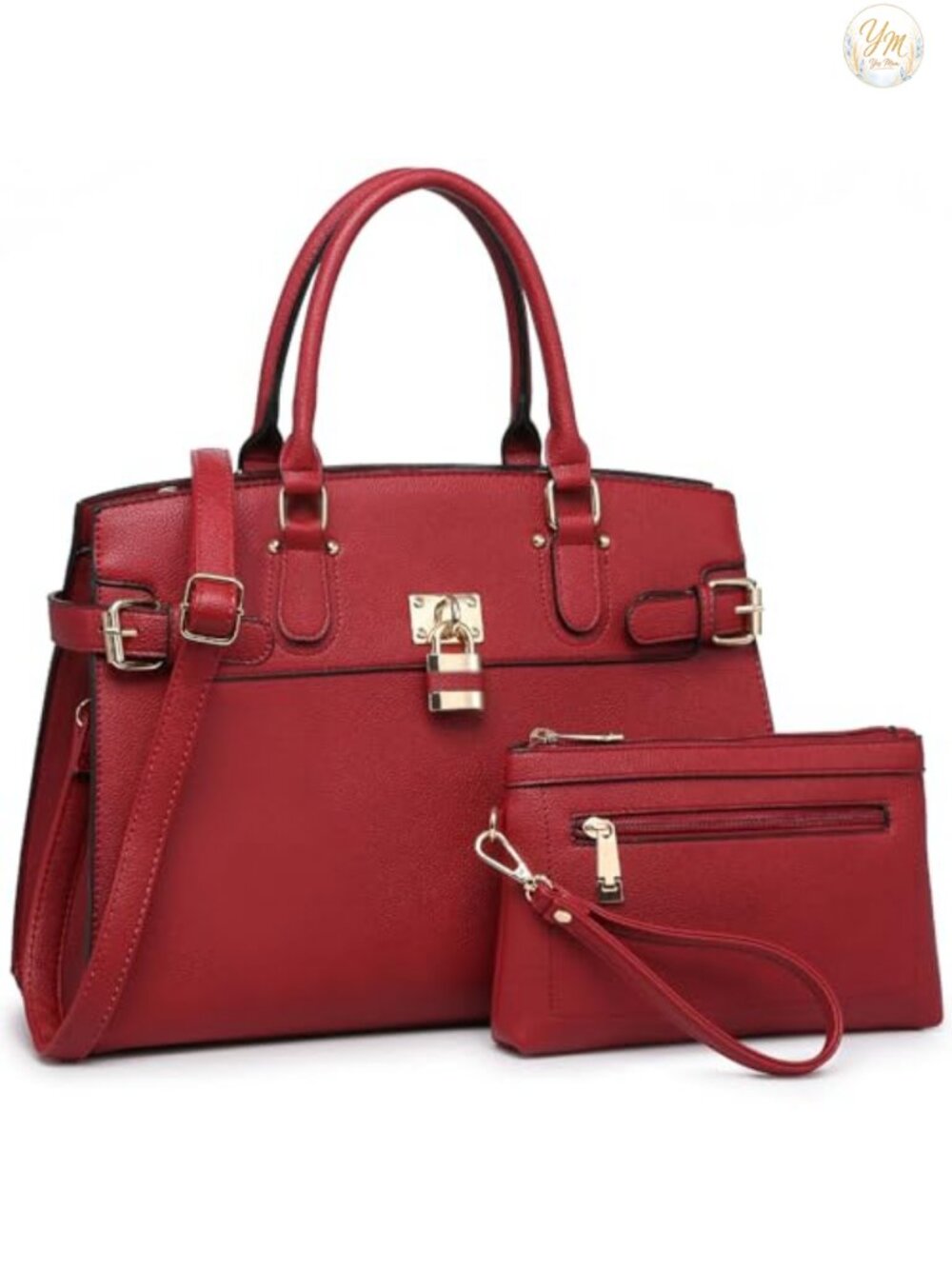 Vegan Leather Satchel Work Tote with Matching Wristlet